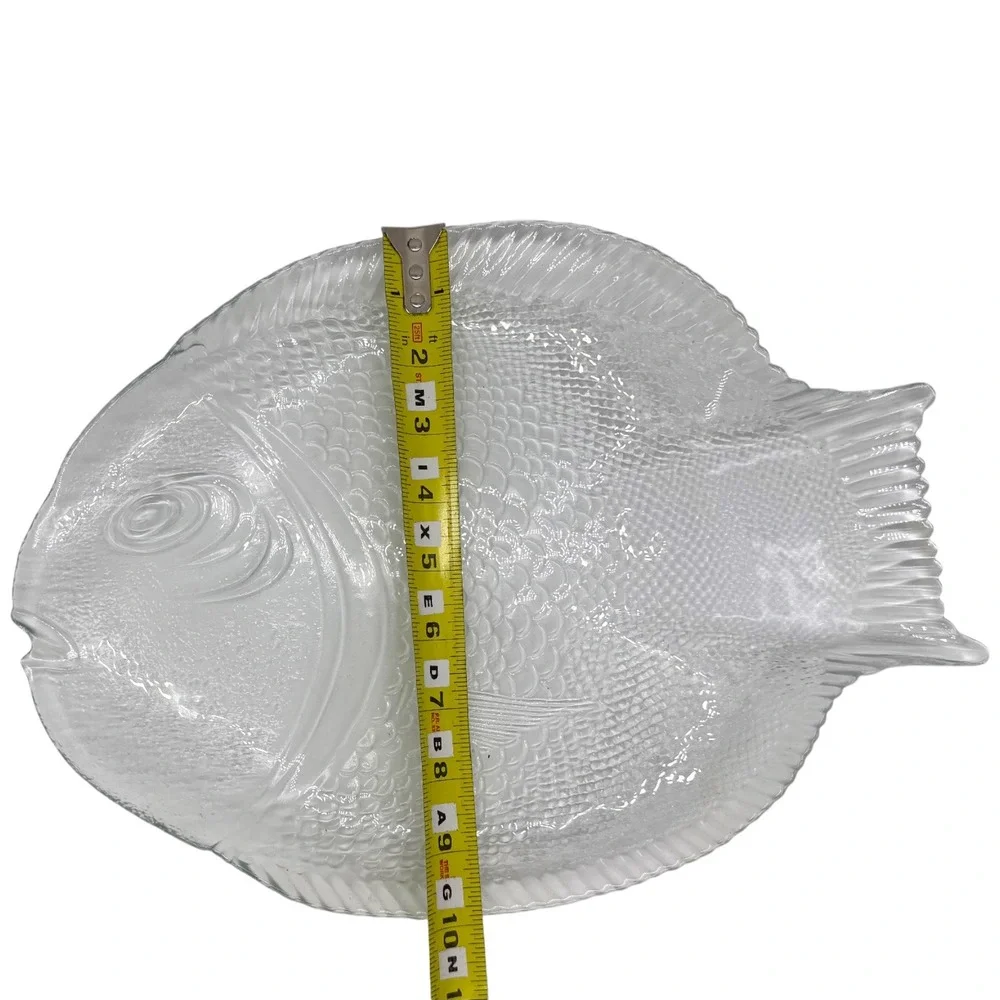 Pasabahce Marine Crystal Clear Glass‎ Fish Shaped Plate Vintage Decor 1980s